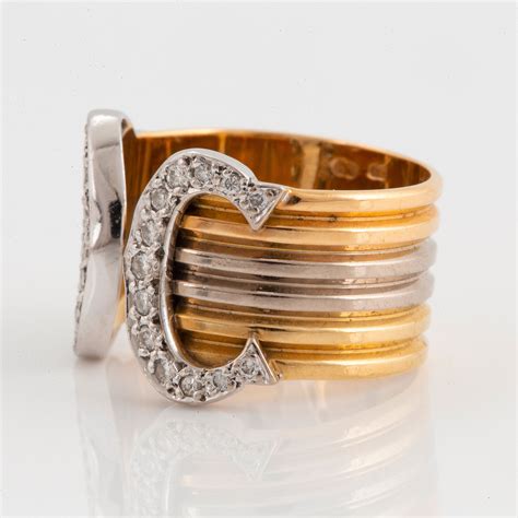 cartier ring double c|cartier gold and diamond ring.